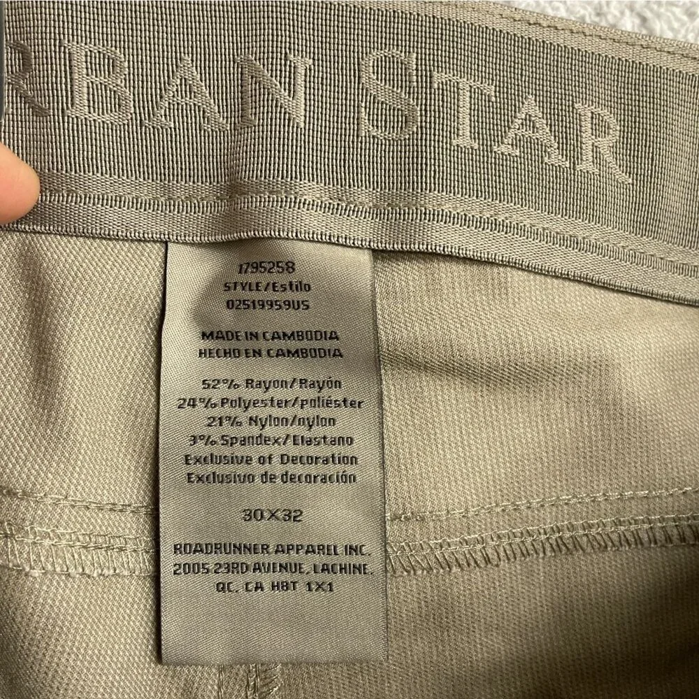 NEW Urban Star 5 Pocket Men's 30x32 Stretch Relaxed Fit Straight Leg Tan Pants